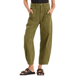 Universal Thread Olive Easy Barrel Utility Pants with Button Front